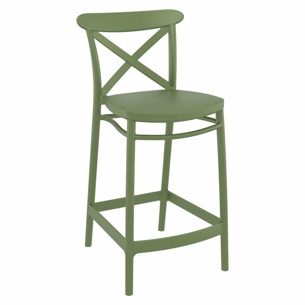 Facelift First 25.6 in. Cross  Counter Stool  Olive Green FA2843626